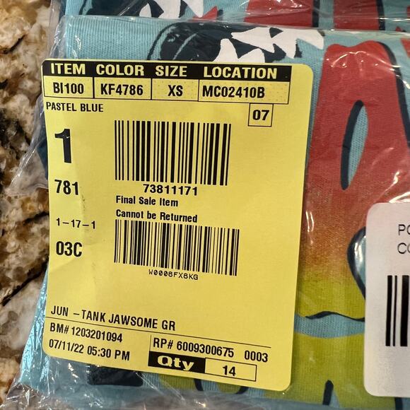 NWT J. Crew Boys' Pastel Blue W/"Jawsome" Shark Graphic Tank - Picture 9 of 9